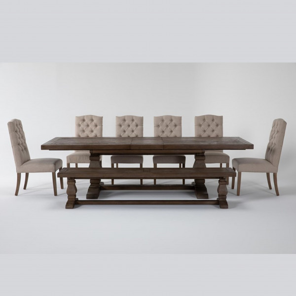 Rectangle Extension Dining with Biltmore Chairs & Bench Set For 8